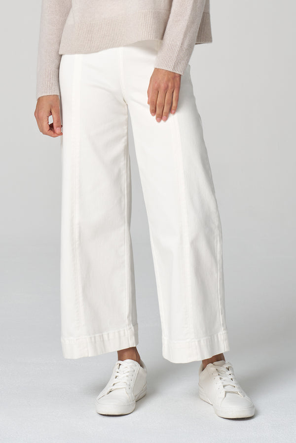 Wide Leg Cropped Jean-Ivory