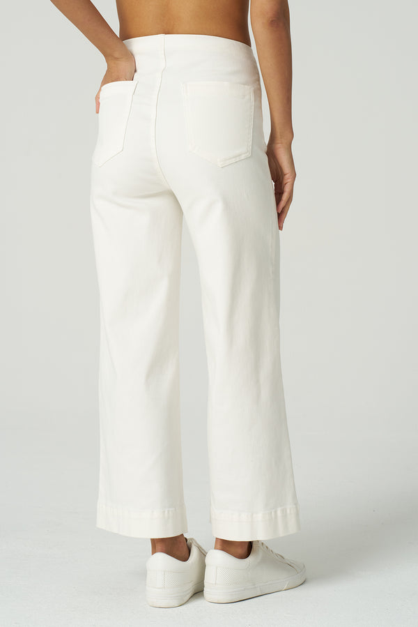 Wide Leg Cropped Jean-Ivory