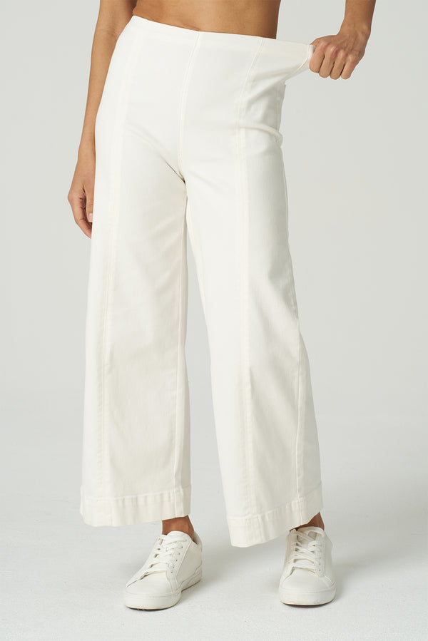 Wide Leg Cropped Jean-Ivory