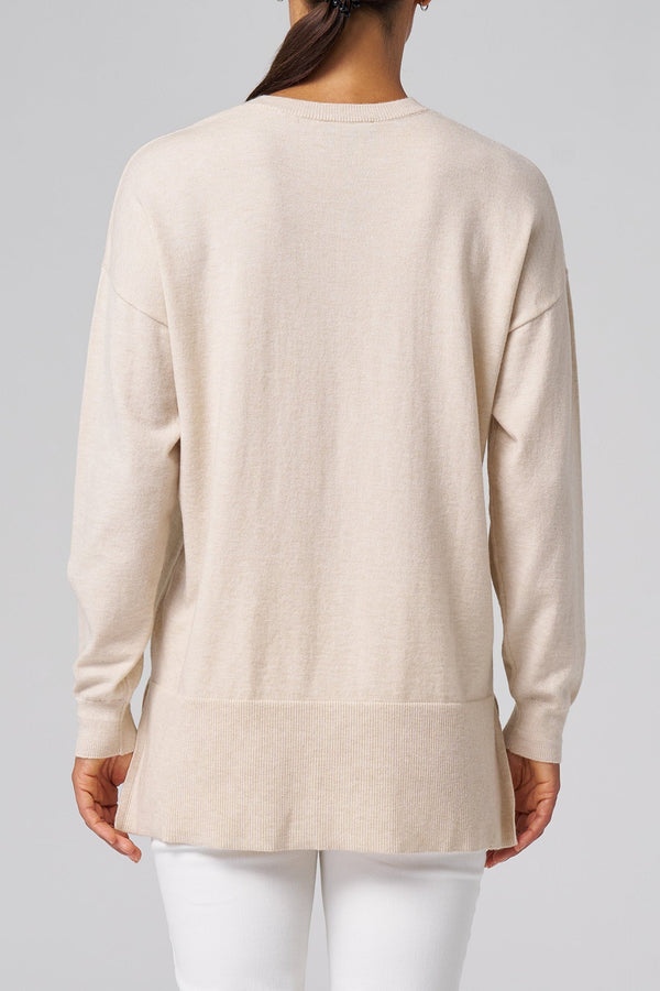 Relaxed V-Neck Sweater Beige