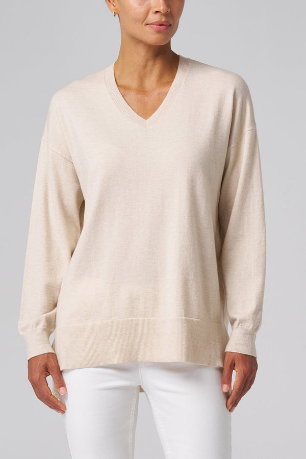 Relaxed V-Neck Sweater Beige