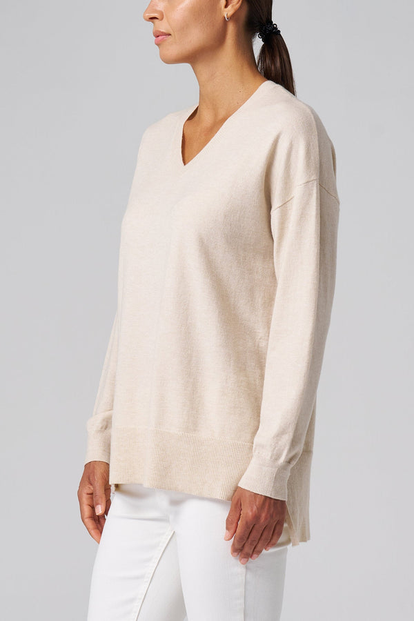 Relaxed V-Neck Sweater Beige