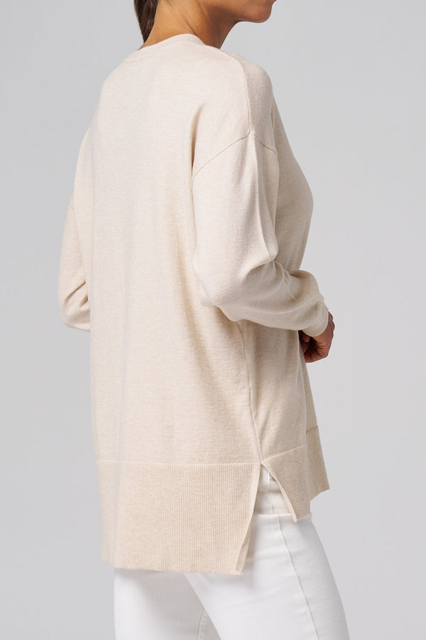 Relaxed V-Neck Sweater Beige