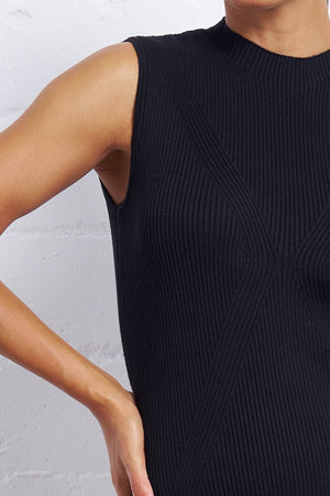 Modern Rib Knitted Shell Black