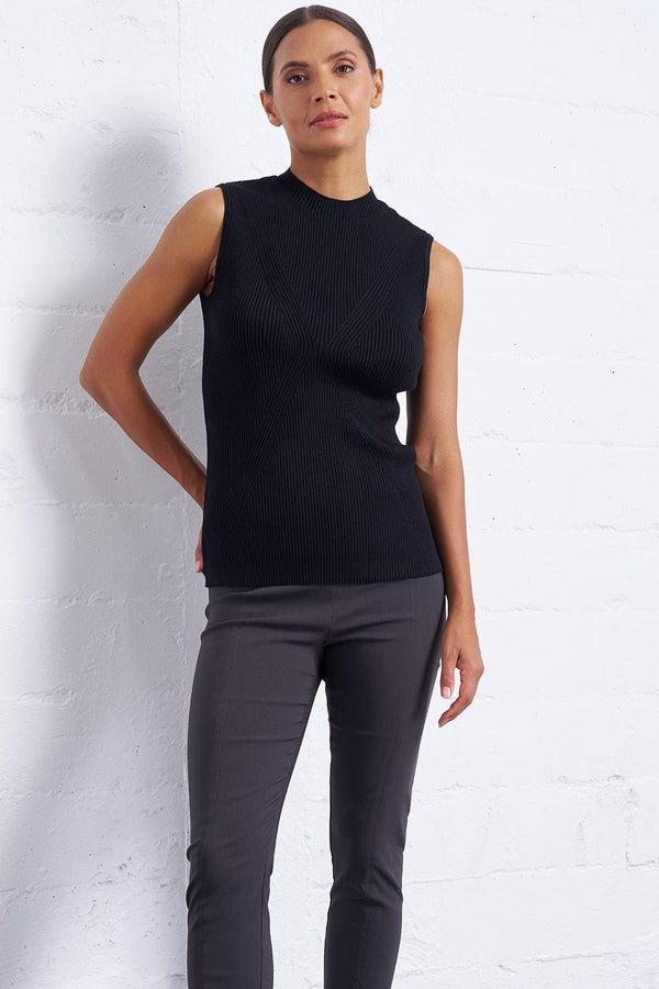 Modern Rib Knitted Shell Black