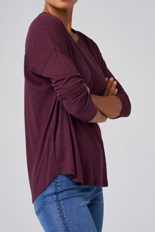 Slub Jersey Relaxed Tee in Aubergine
