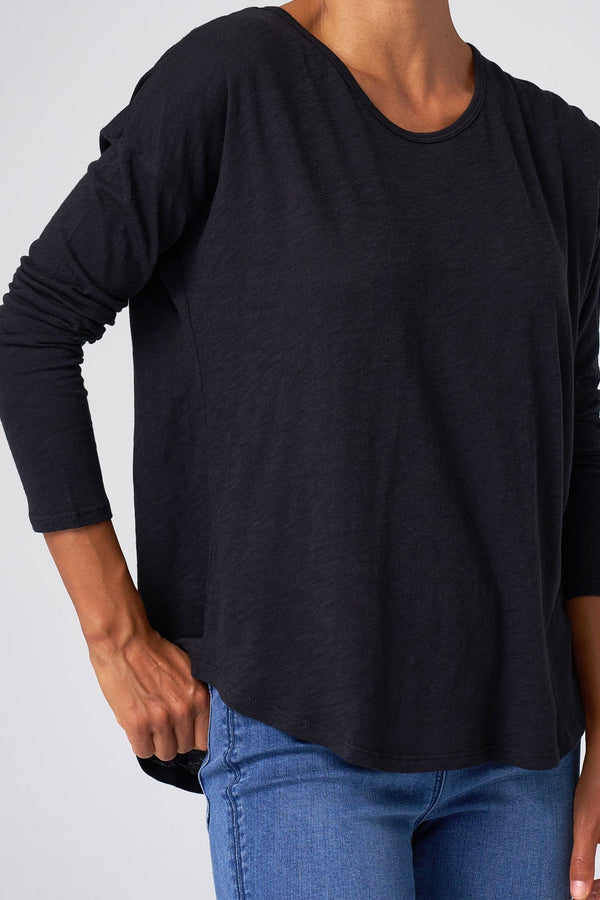 Slub Jersey Relaxed Tee in Black