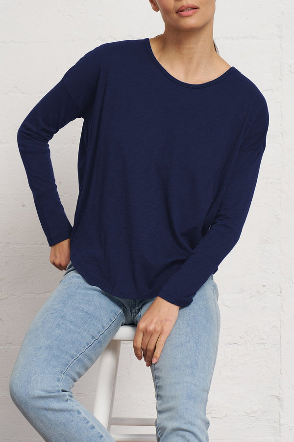 Slub Jersey Relaxed Tee in Navy