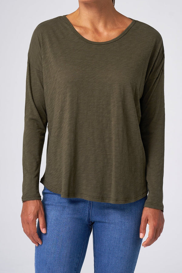Slub Jersey Relaxed Tee in Olive