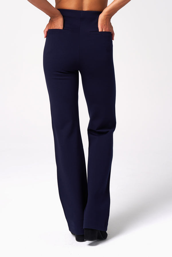 Ponte Bootcut Pant-Navy Regular