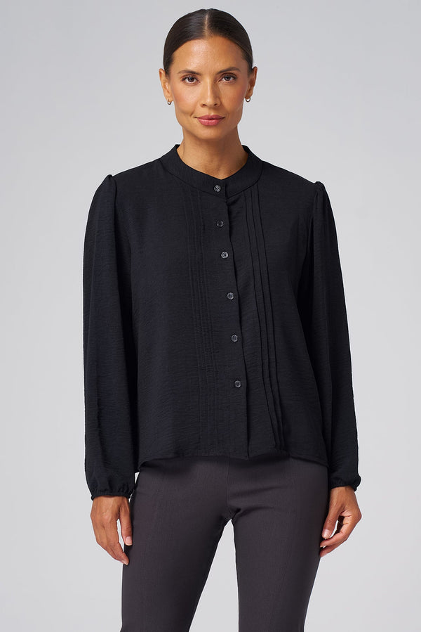 Parker Pintuck Blouse in Black