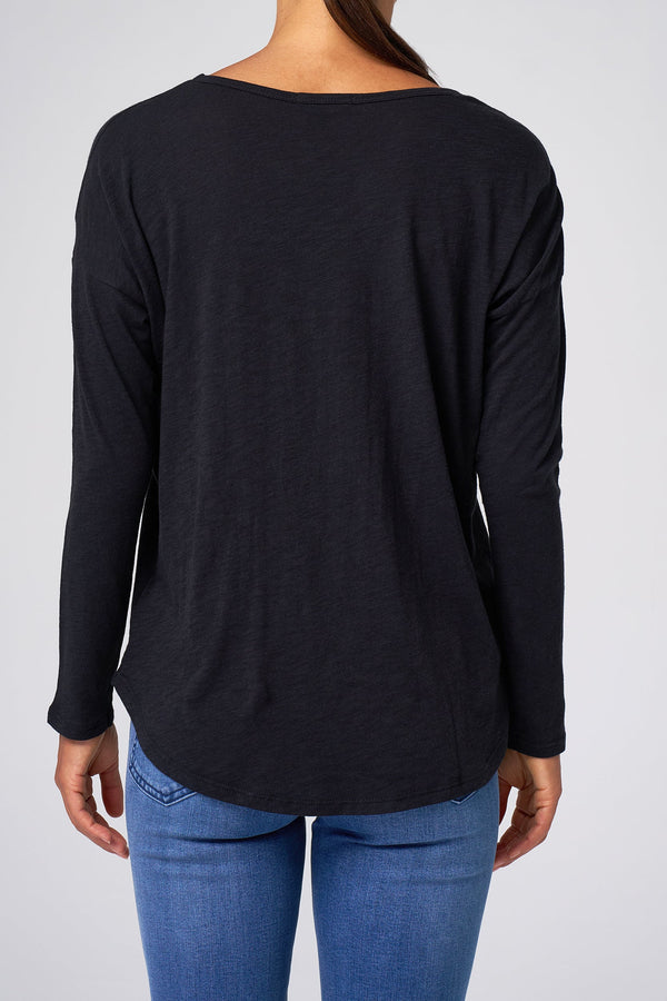 Slub Jersey Relaxed Tee in Black