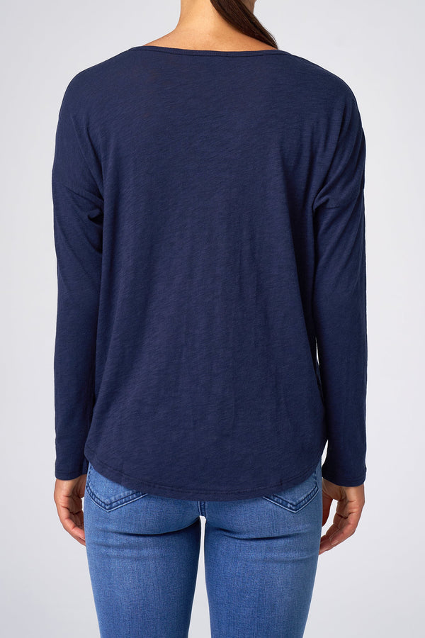 Slub Jersey Relaxed Tee in Navy