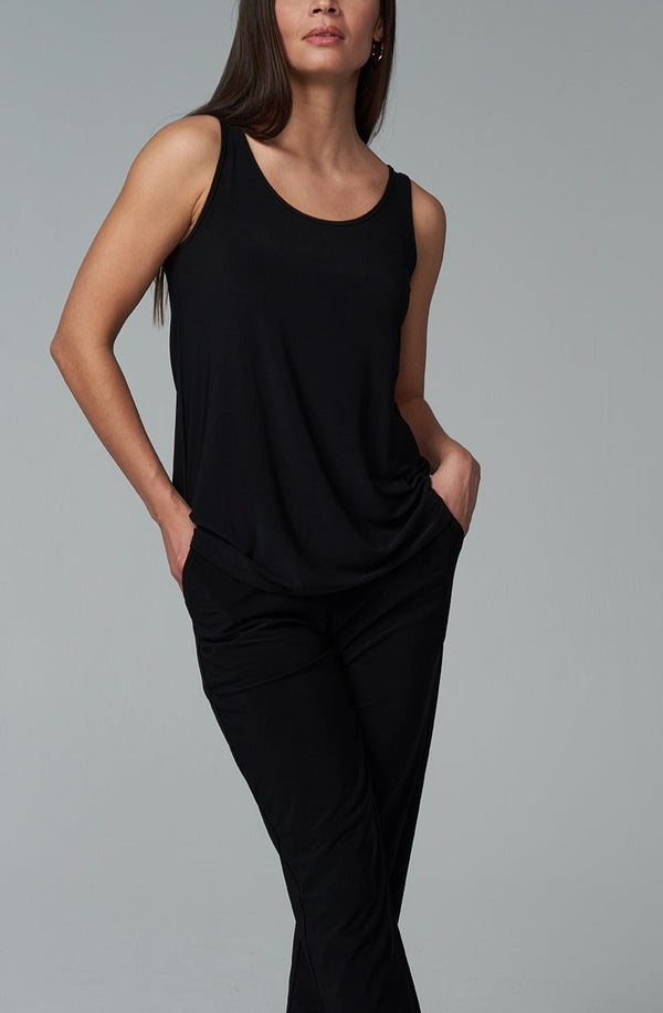 Luxe Stretch Long Tank-Black