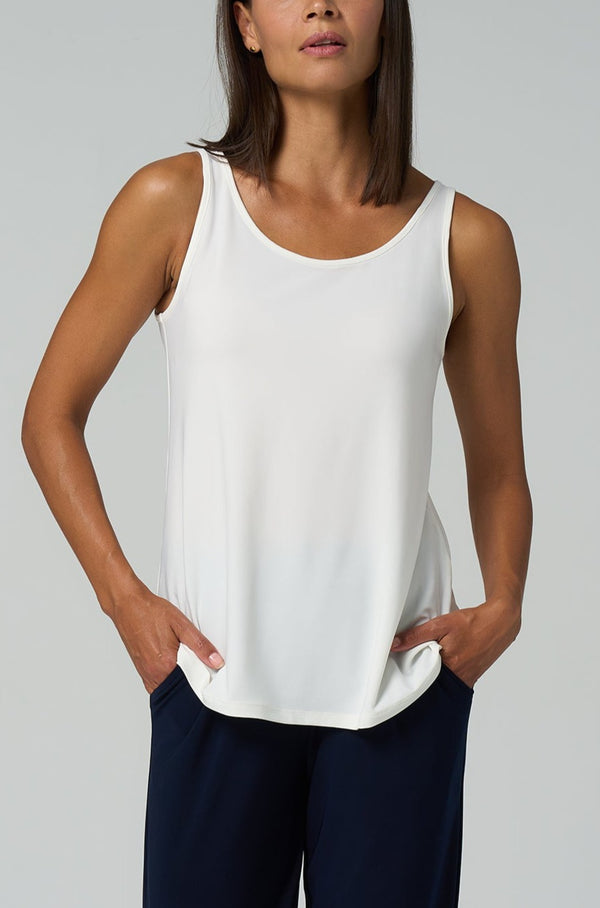 Luxe Stretch Long Tank-Ivory