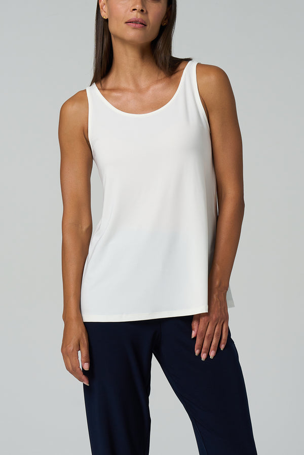 Luxe Stretch Long Tank-Ivory