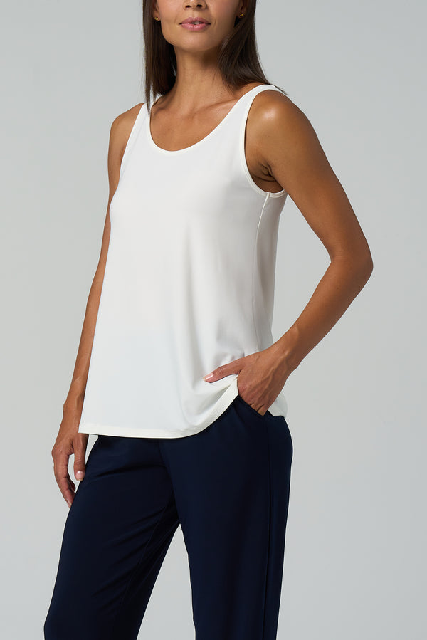 Luxe Stretch Long Tank-Ivory